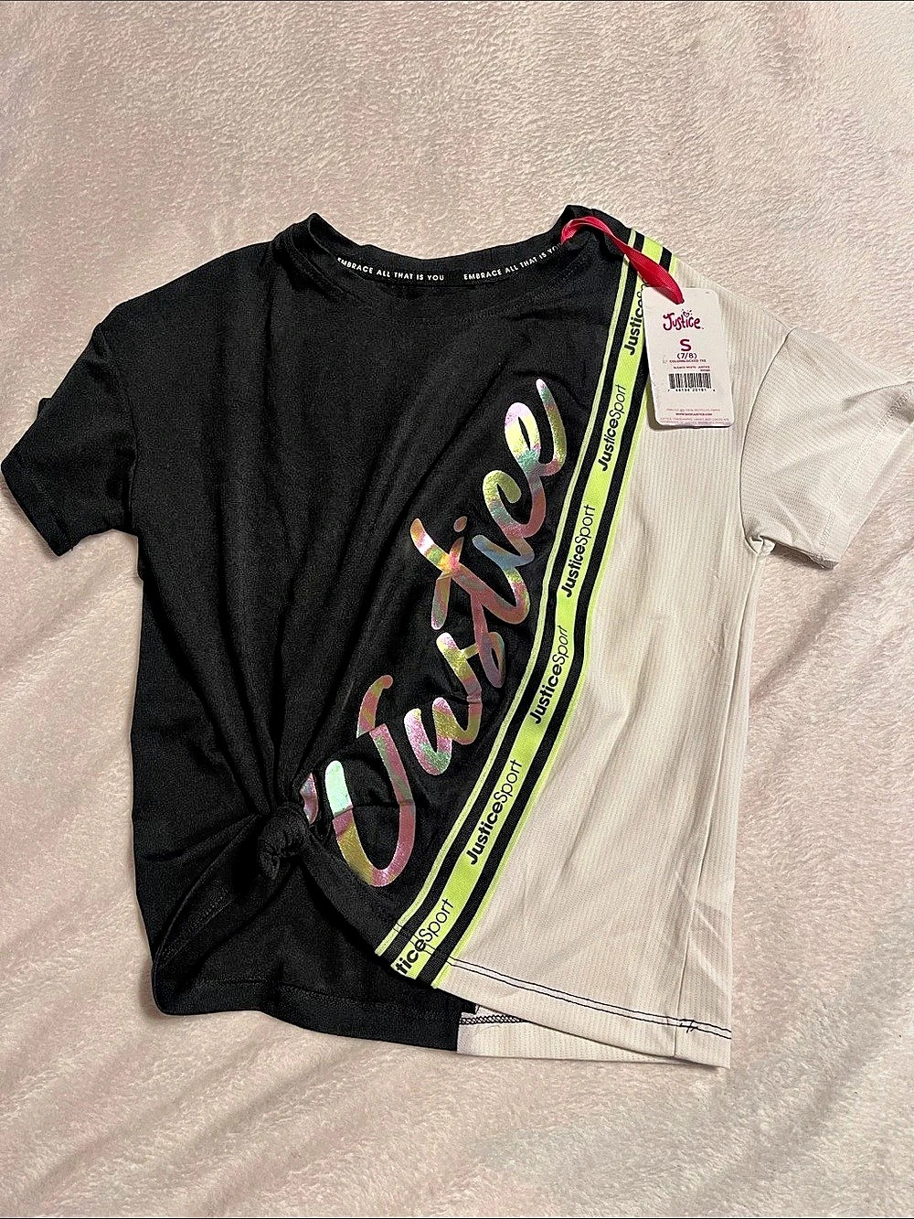 Justice Colorblocked Tee Color Block Graphic Tee Small
